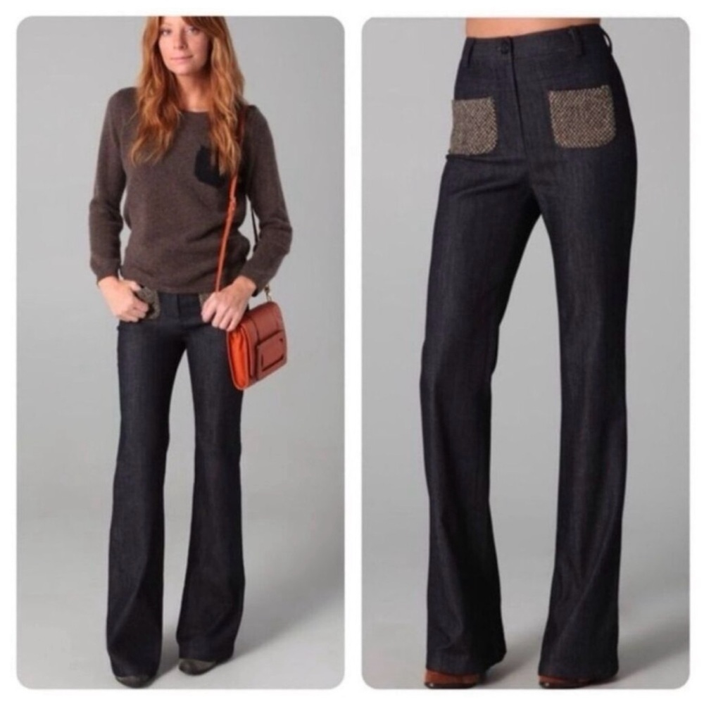 Elizabeth And James Miller Patchwork Pockets Trousers Jeans Dark Wash Size 6